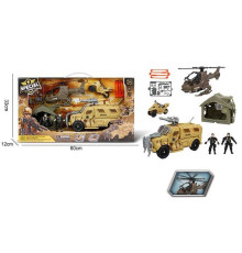 Набір військової техніки G 3109-29 (9) гелікоптер, машин, скутер, 2 фігурки військових, зброя, намет, в коробці