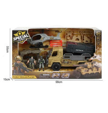 Набір військової техніки G 3109-58 (12) машина з запускачем, гелікоптер, 2 фігурки військових, рухомі частини, зброя, укриття, в коробці