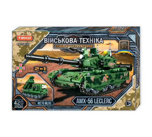 Конструктор “Військова техніка” 18529 (24) "Teko", 420 деталей, 2 в 1, танк + РСЗВ, в коробці
