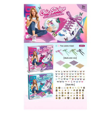 Прикраси для взуття для дівчат FT 2024 (216) 2 види, 58 елементів, шнурки, наліпки, стрази, в коробці