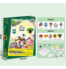 Гіпсова розмальовка ZY 103 (60) магнітні наліпки, молди, акрилові фарби, гіпс, пензлики, шпатель, в коробці