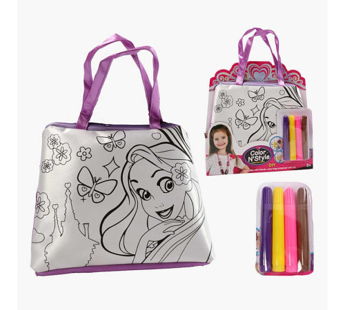 Сумка-розмальовка 613-1 (144/2) текстильна, 4 мініфломастери, застібається на блискавку, на листі