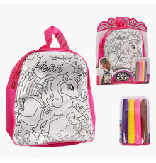 Рюкзак-розмальовка 614-1 (96/2) текстильний, 4 мініфломастери, застібається на блискавку, на листі