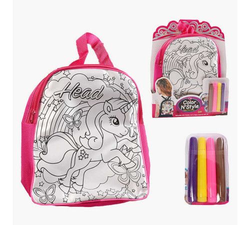 Рюкзак-розмальовка 614-1 (96/2) текстильний, 4 мініфломастери, застібається на блискавку, на листі