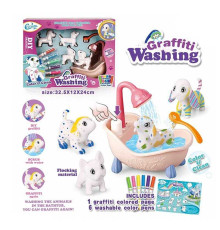 Набір для творчості 802 (24) 4 флоксові фігурки тварин, помпова подача води, 6 кольорових фломастерів, ванночка, щіточка, в коробці