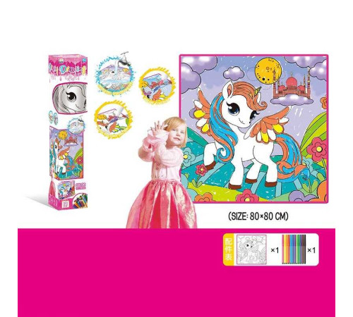 Текстильна розмальовка Z 185-8 H (120/2) розмір полотна: 80х80 см, 12 фломастерів, в коробці