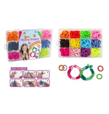 Набір резиночок для плетіння 555 A-1 (144/2) 12 кольорів, м’які, еластичні, в боксі