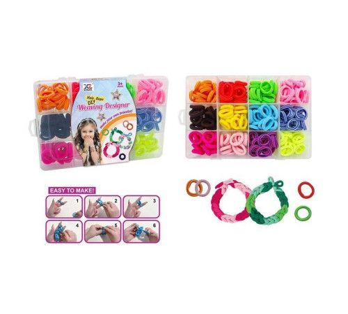 Набір резиночок для плетіння 555 A-1 (144/2) 12 кольорів, м’які, еластичні, в боксі
