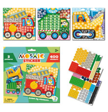 гр Набір для творчості Мозаїка зі стікерами "Транспорт" 300899 (48) "Dodo", 3 картинки-основи, 400 наліпок