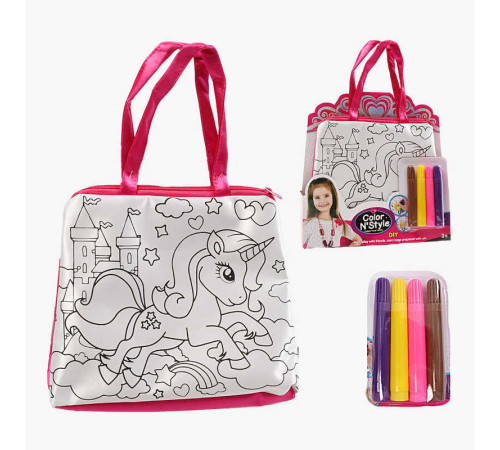 Сумка-розмальовка 613-2 (144/2) текстильна, 4 мініфломастери, застібається на блискавку, на листі