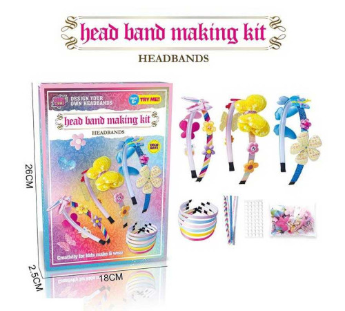 Набір для створення прикрас JX 20437-2 A (108/2) 6 обручів, кольорові стрічки, прикраси, в коробці