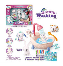 Набір для творчості 803 (24) 4 флоксові фігурки тварин, помпова подача води, 6 кольорових фломастерів, ванночка, щіточка, в коробці