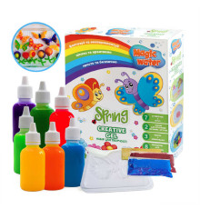гр Набір для творчості "Magic water. Creative gel SPRING" MV6031-04 (10) "Ludum", 4 кольорові гелі, ложка, пакетик сухої речовини, в коробці