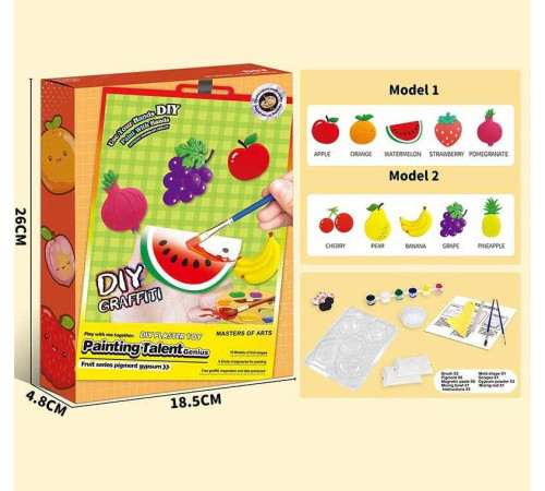 Гіпсова розмальовка ZY 109 (60) магнітні наліпки, молди, акрилові фарби, гіпс, пензлики, шпатель, в коробці