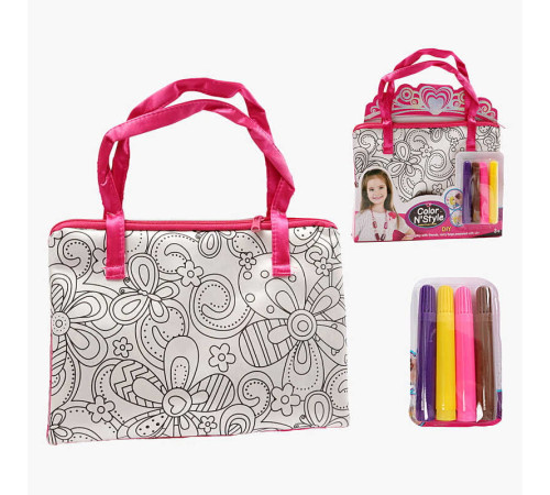 Сумка-розмальовка 613-5 (144/2) текстильна, 4 мініфломастери, застібається на блискавку, на листі