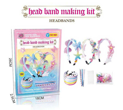 Набір для створення прикрас JX 20437-3 A (108/2) 6 обручів, кольорові стрічки, прикраси, в коробці