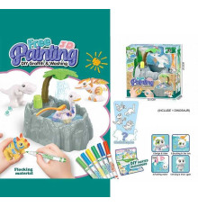 Набір для творчості 826 (48/2) флоксова фігурка тварини, помпова подача води, 6 кольорових фломастерів, ванночка, щіточка, в коробці