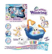 Набір для творчості 804 (24) 4 флоксові фігурки тварин, помпова подача води, 6 кольорових фломастерів, ванночка, щіточка, в коробці