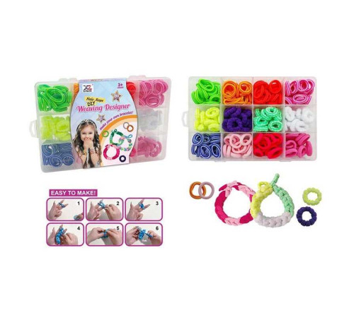 Набір резиночок для плетіння 555 A-3 (144/2) 12 кольорів, м’які, еластичні, в боксі