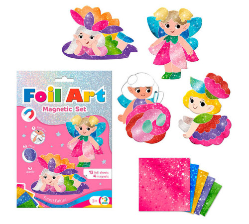 гр Магнітний набір для творчості з фольгою «Лісові феї» 2200299 (40) "Dodo", 12 аркушів фольги, 4 магніти, в коробці