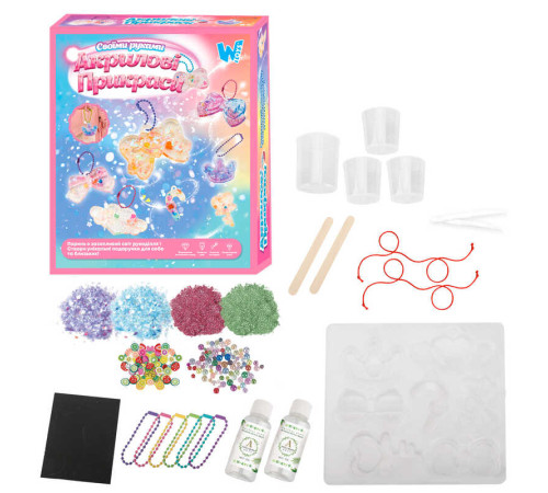 Акрилові прикраси 41029 / 68656 (96) "WToys", 2 види, епоксидний клей, активатор, силіконовий молд, прикраси, ланцюжки, в коробці – в наличии! Купите сейчас у KAZKOVA