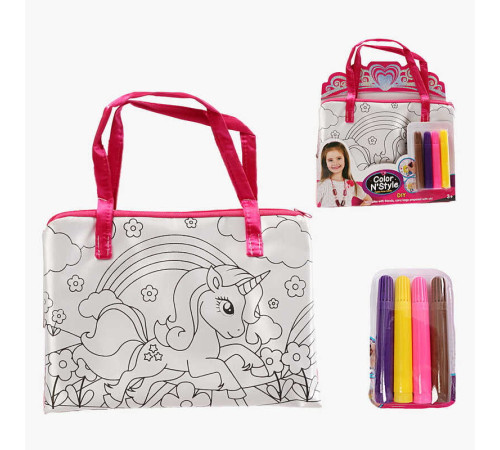 Сумка-розмальовка 613-7 (144/2) текстильна, 4 мініфломастери, застібається на блискавку, на листі