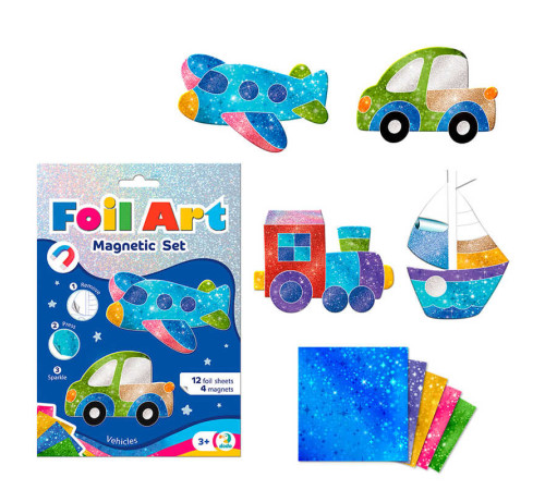 гр Магнітний набір для творчості з фольгою «Транспорт» 200308 (40) "Dodo", 12 аркушів фольги, 4 магніти, в коробці