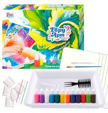 гр Ебру арт 87752 (12/2) "4FUN Game Club", 12 пігментів, порошок каррагінану, 10 аркушів акварельного паперу, інструменти, у коробці