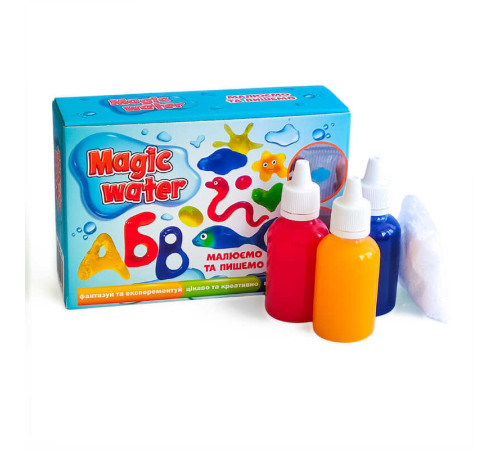 гр Набір для творчості "Magic water. Малюємо та пишемо" MV6031-02 (10) "Ludum", 3 гелі, основа для малювання, ложка, суха речовина, в коробці