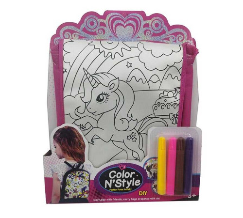 Сумка-розмальовка 614-3 (96/2) текстильна, 4 мініфломастери, застібається на блискавку, на листі