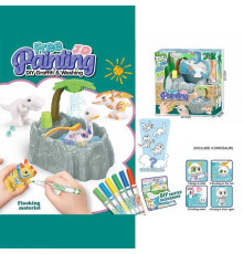 Набір для творчості 828 (48/2) 4 флоксові фігурки тварин, помпова подача води, 6 кольорових фломастерів, ванночка, щіточка, в коробці