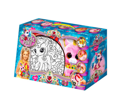 гр Креативна творчість "Royal Pony" RP-01-08U (2) "Danko Toys", сумка-розмальовка, м’яка іграшка, аксесуари, акрилова фарба, пензлик, в коробці