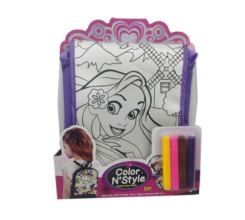 Сумка-розмальовка 614-4 (96/2) текстильна, 4 мініфломастери, застібається на блискавку, на листі