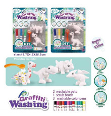 Набір для творчості 816 (128/2) 2 види, 2 флоксові фігурки тварин, 3 кольорові фломастери, щіточка, на листі