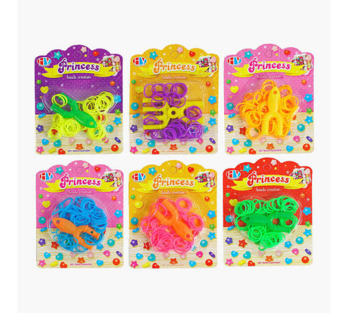 Резиночки для плетіння HY 190 X-22 (1440/2) ВИДАЄТЬСЯ ТІЛЬКИ МІКС ВИДІВ, гачки, рогатка, на листі