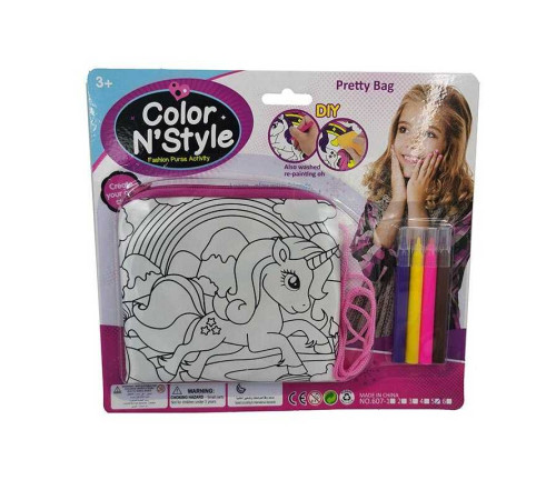 Сумка-розмальовка 607-5 (432/2) текстильна, 4 мініфломастери, застібається на блискавку, на листі