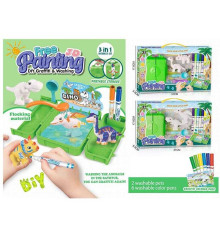 Набір для творчості 834 (60/2) 2 види, 2 флоксові фігурки тварин, 6 кольорових фломастерів, бокс-ванночка, щіточка, в коробці