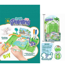 Набір для творчості 817 (120/2) флоксова фігурка тварини, 3 кольорові фломастери, бокс-ванночка, щіточка, на листі