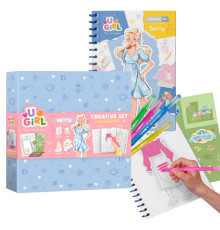 гр Набір для творчості "Бетті" 300952 (8) "DoDo", блокнот із завданнями, розмальовки, наліпки, 10 кольорових маркерів, в коробці