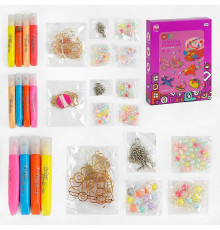 Набір творчості 338-1040 /1041/1042 (96/2) "Tempera Painting", 3 види, 4 тюбика фарби, намистини, ланцюжки, фігурки, у коробці