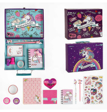 Набір для творчості 926 A (30) “Єдиноріг”, у валізі, ручка, олівець, штампи, конверти, листівки, наліпки, папір, блокнот, декоративний скотч, в коробці