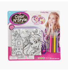 Сумка-розмальовка 607-6 (432/2) текстильна, 4 мініфломастери, застібається на блискавку, на листі