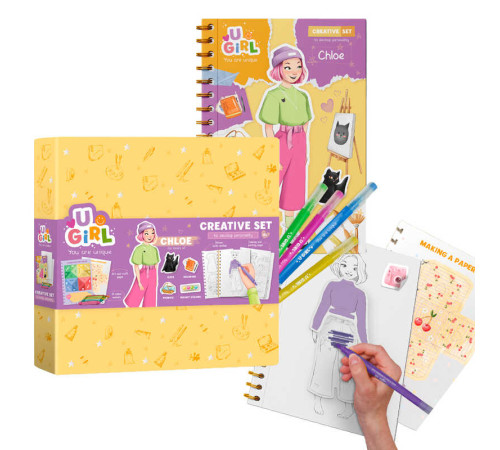 гр Набір для творчості "Хлоя" 300953 (8) "DoDo", блокнот із завданнями, розмальовки, наліпки, 10 кольорових маркерів, в коробці