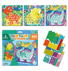 гр Набір для творчості Мозаїка зі стікерами "Динозаври" 300898 (48) "Dodo", 3 картинки-основи, 400 наліпок