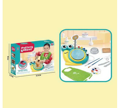 Набір для гончарства XJ 558 (24) електричне коло для гончарства, від мережі, глина, інструменти, фарби, палітра, пензлики, фартух, в коробці