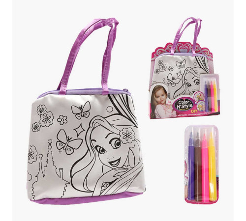 Сумка-розмальовка 612-1 (192/2) текстильна, 4 мініфломастери, застібається на блискавку, на листі