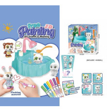 Набір для творчості 821 (48/2) флоксова фігурка тварини, помпова подача води, 6 кольорових фломастерів, ванночка, щіточка, в коробці