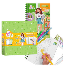 гр Набір для творчості "Флора" 300955 (8) "DoDo", блокнот із завданнями, розмальовки, наліпки, 10 кольорових маркерів, в коробці