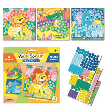 гр Набір для творчості Мозаїка зі стікерами "Зоопарк" 300896 (48) "Dodo", 3 картинки-основи, 400 наліпок