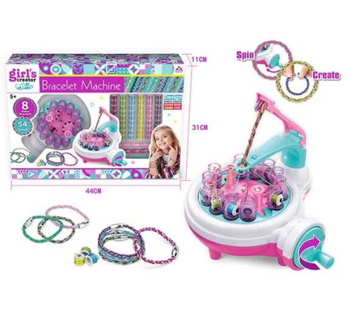 Набір для плетіння MBK 360 (8) “Bracelet Machine”, механічна машинка для плетіння браслетів, 54 котушки ниток, застібки, в коробці